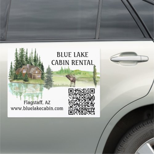  Cabin Mountain Rental Home STR QR Code Vacation  Car Magnet