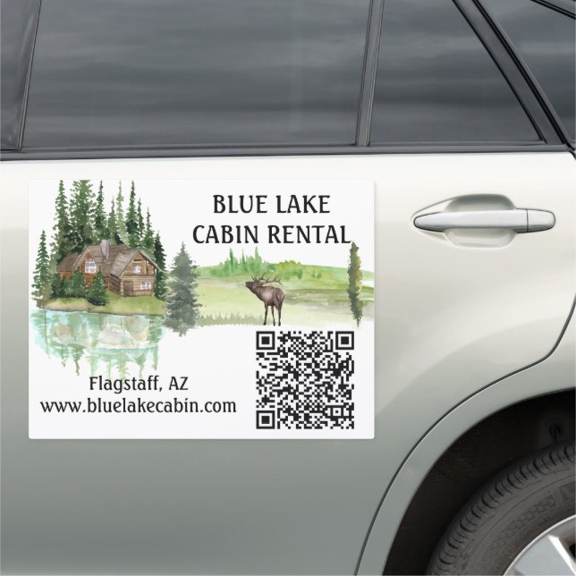  Cabin Mountain Rental Home STR QR Code Vacation  Car Magnet (In Situ)