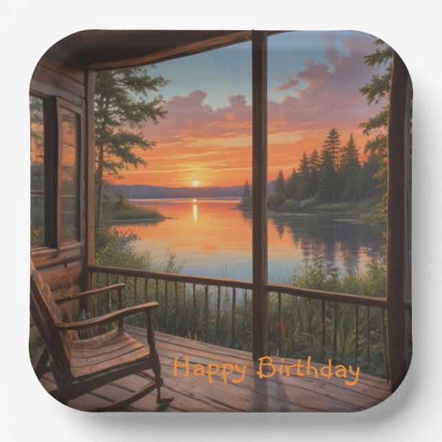 Cabin On The Lake Paper Plates (Front)