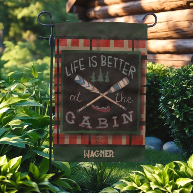 Cabin Quote Canoe Oars Trees Custom Name Garden Flag (Creator Uploaded)