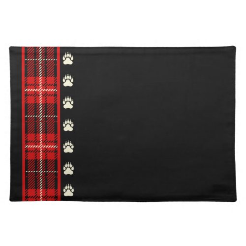 Cabin Red Plaid Bear Paw Print Cloth Placemat