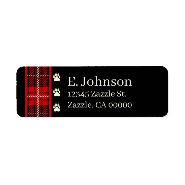 Cabin Red Plaid Bear Paw Print Label (Front)