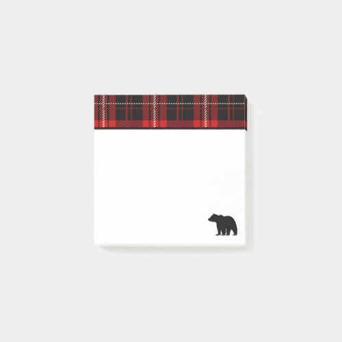 Cabin Red Plaid Black Bear Post_it Notes