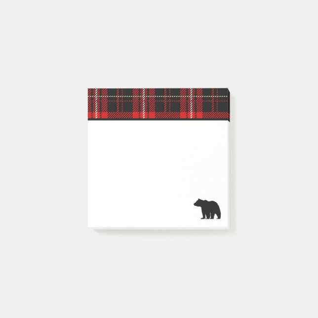 Cabin Red Plaid Black Bear Post-it Notes (Front)