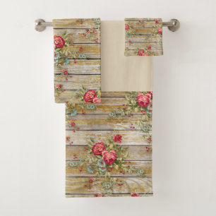 Cabin Red Rose Flower Floral Shabby Chic Towel