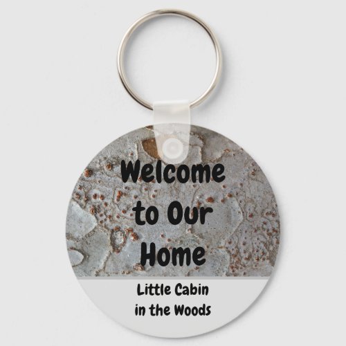 Cabin Rental Guest Tree Bark Nature Photo Welcome Keychain