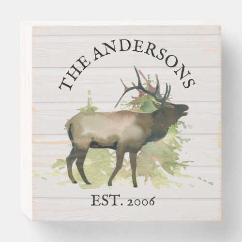 Cabin Rustic Elk wood Personalized Mountain  Wooden Box Sign