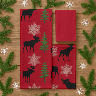 Cabin Style Moose Pine Tree Snowflake Christmas Bath Towel Set