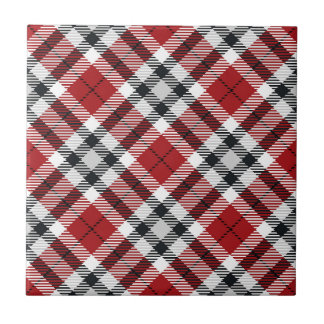 Cabin Style Red Black & White Flannel Tartan Plaid Ceramic Tile