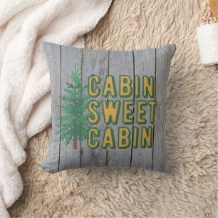Cabin Sweet Cabin Rustic Country Throw Pillow
