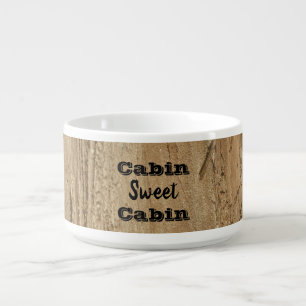 Cabin Sweet Cabin Vertical Woodgrain Photo Rustic Bowl