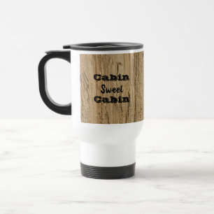 Cabin Sweet Cabin Woodgrain Photo Natural Rustic Travel Mug