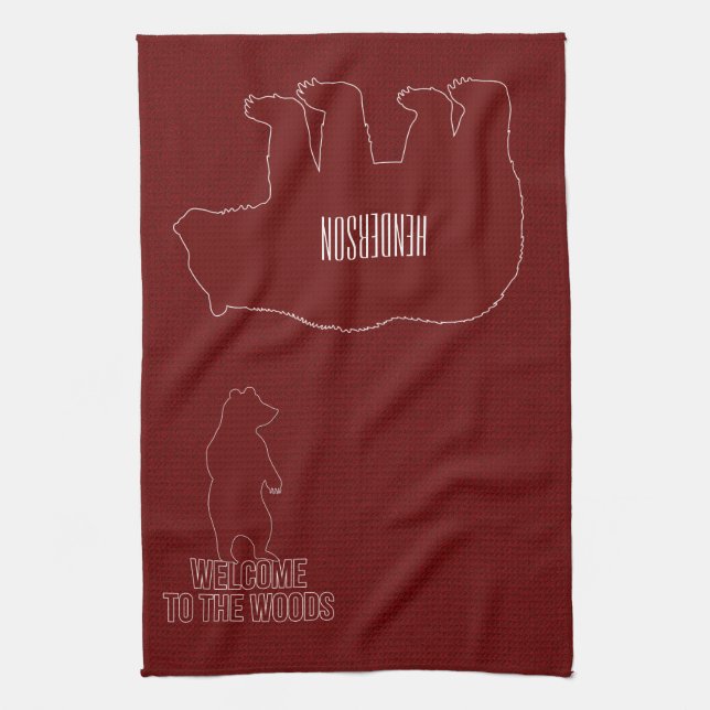 Cabin Theme Red Bears Towel (Vertical)