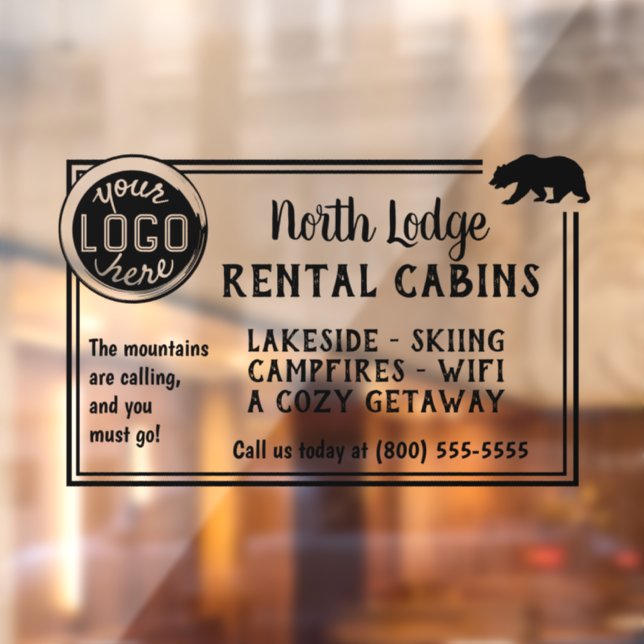Cabin Vacation Rental Custom Logo Easy Advertising Window Cling (Sheet 2)