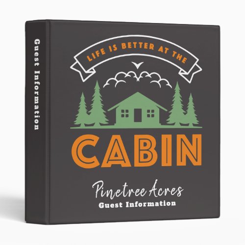 Cabin Vacation Rental Guest Information 3 Ring Binder
