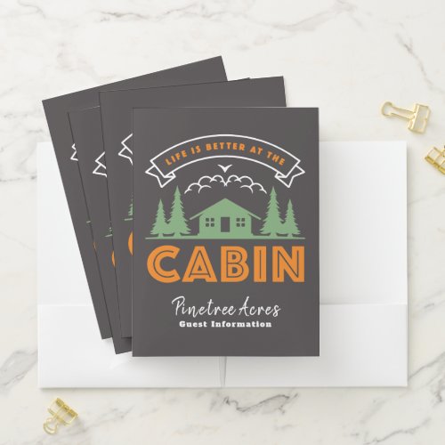 Cabin Vacation Rental Guest Information  Pocket Folder