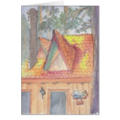 "Cabin Watercolor Sketch/Arrowhead" Greeting Card (Front)