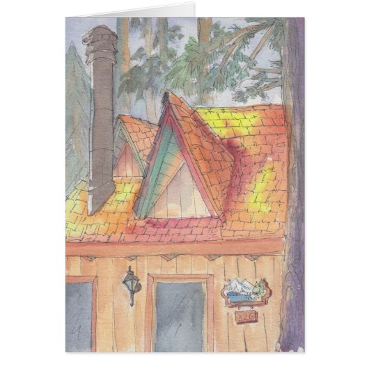 "Cabin Watercolor Sketch/Arrowhead" Greeting Card (Front)