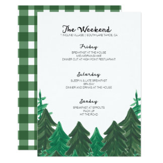 Cabin Weekend Itinerary - Bachelorette Party Weeke Card