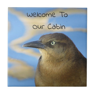 Cabin Welcome Blackbird Rustic Home Guest Ceramic Tile