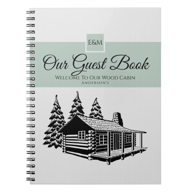 Cabin Welcome Guest Book Rustic Personalized (Front)