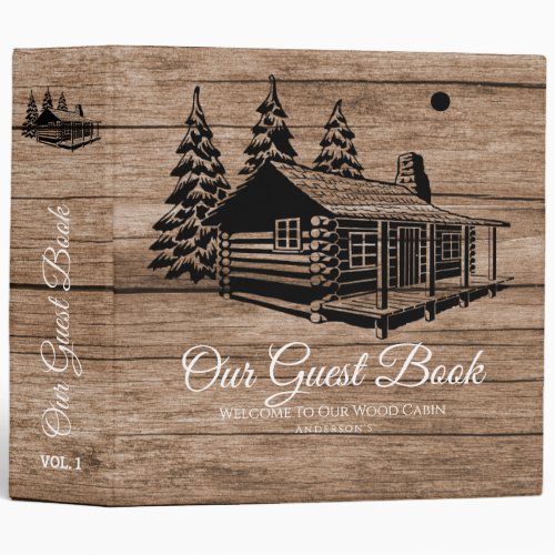 Cabin Welcome Guest Book Rustic Personalized 3 Rin 3 Ring Binder