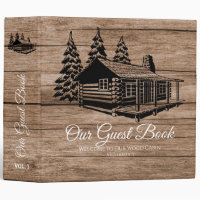 Cabin Welcome Guest Book Rustic Personalized 3 Ring Binder