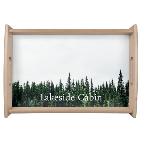 Cabin Woodsy Airbnb Vacation Rental Trees Serving Tray