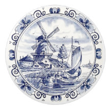 Cabinet Drawer Knob With Dutch Delft Blue Windmill