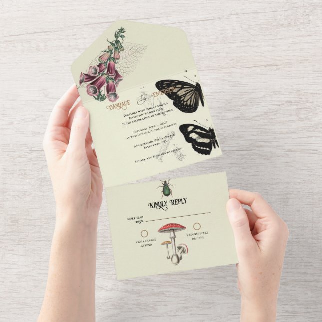 Cabinet of Curiosities All in One Wedding Invite (Tearaway)