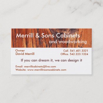 Cabinets Or Woodworking Business Card by crystaldream4u at Zazzle