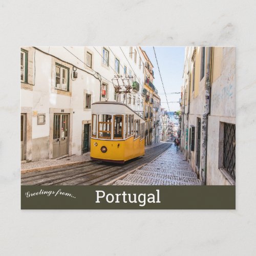 Cable Car in Lisbon Portugal Postcard