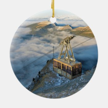 Cable Car On The Mount Seceda In The Dolomites Ceramic Ornament by allphotos at Zazzle