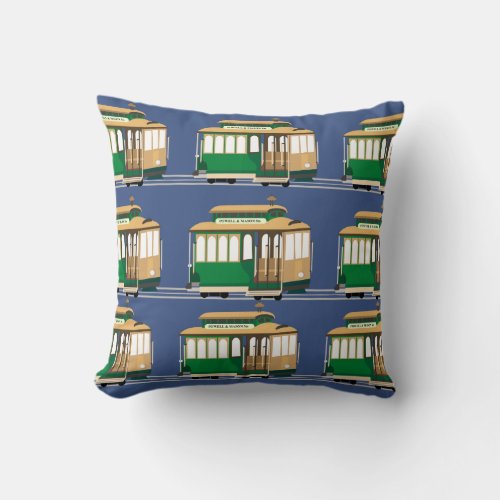 Cable Car Pattern Throw Pillow