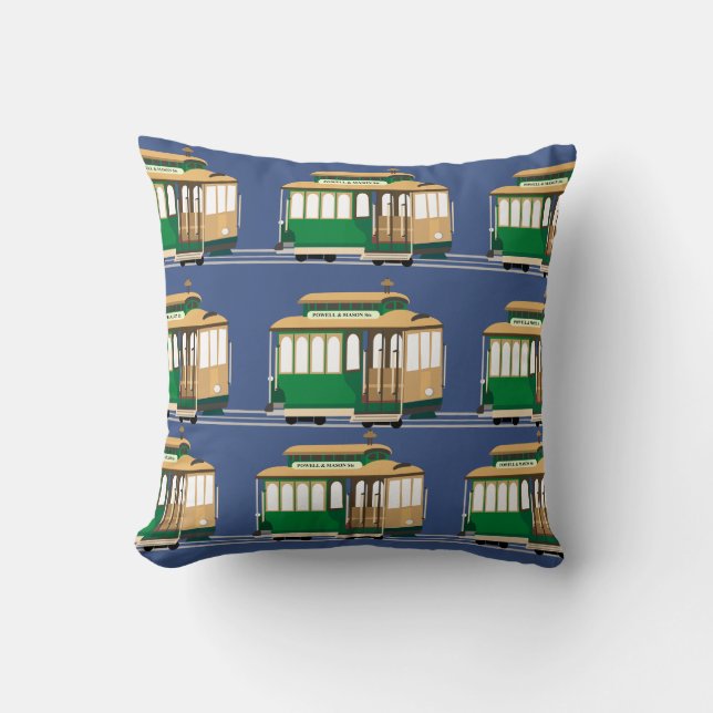 Cable Car Pattern Throw Pillow (Front)