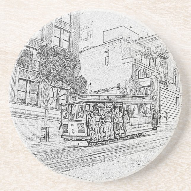 Cable Car Sandstone Coaster (Front)