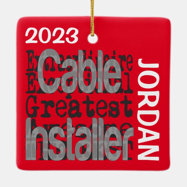 Cable Installer Extraordinaire CUSTOM Ceramic Ornament (Back)