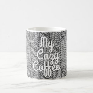 Cable knit sweater cute gray coffee mug