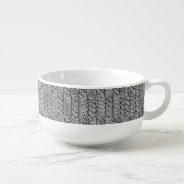 Cable knit sweater soup mug (Left)