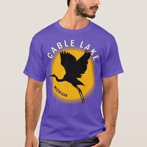 Cable Lake in Michigan Heron Sunrise T_Shirt