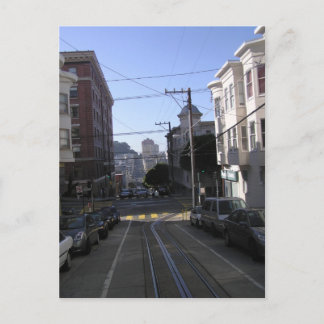 Cable tracks in the middle of road - San Francisco Postcard