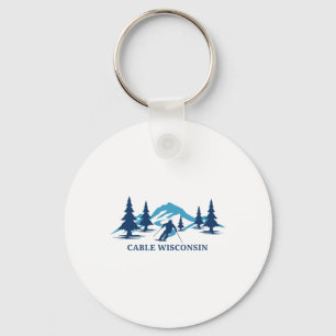 Cable Wisconsin Ski Resort Skiing Skier Keychain
