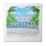 Cabo Ceramic Tile<br><div class="desc">This ceramic tile is shown with a Cabo San Lucas beach palm print.
Small size shown.
Personalize this item with this template.</div>