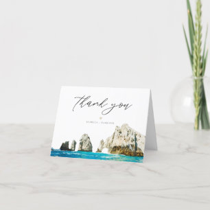 Cabo Mexico Beach Tropical Wedding Shower Letterpress Thank You Card