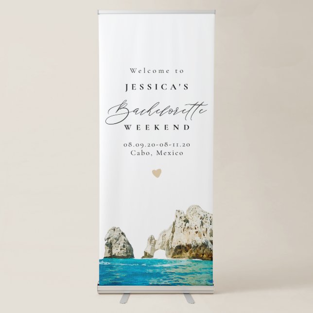 CABO Mexico Beaches Bachelorette Welcome Retractable Banner (Front)