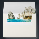 CABO MEXICO Tropical Beach Coast Cream Envelope<br><div class="desc">This envelope features a creamy outside coloring and a watercolor painting of Cabo,  Mexico on the inside flap. Easily change the color of the outside of the envelope and add your return address onto the back for easier addressing.</div>