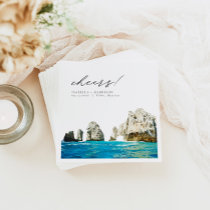 CABO Mexico Watercolor Beach Skyline Wedding Napkins