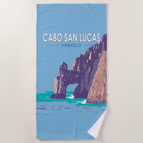 Cabo San Lucas Arch Mexico Travel Art Vintage Beach Towel