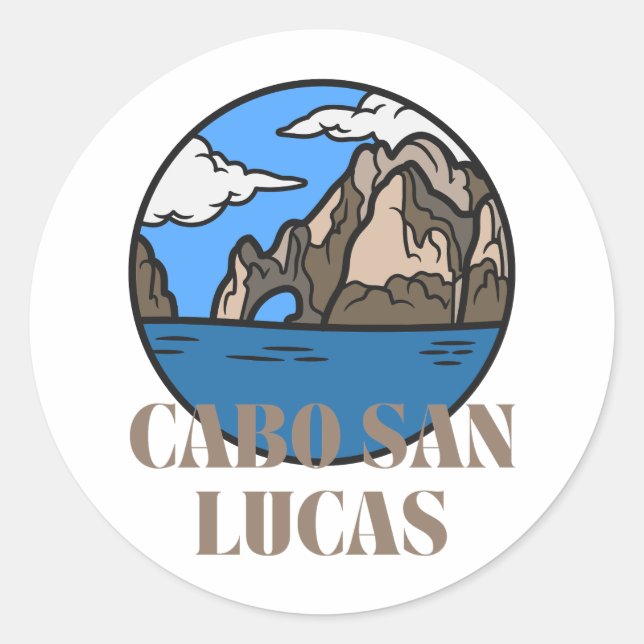 Cabo San Lucas, beach, 80s Classic Round Sticker (Front)