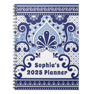 Cabo San Lucas Blue & White Mexican Talavera Tile Notebook